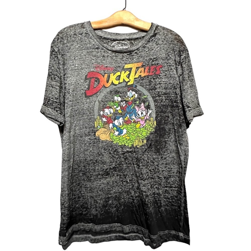 Disney Womens Ducktails Large T Shirt Burnout Graphic Short Sleeve Black Gray
